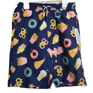 Cat & Jack Fries Donut Print Swim Trunks L 12/14